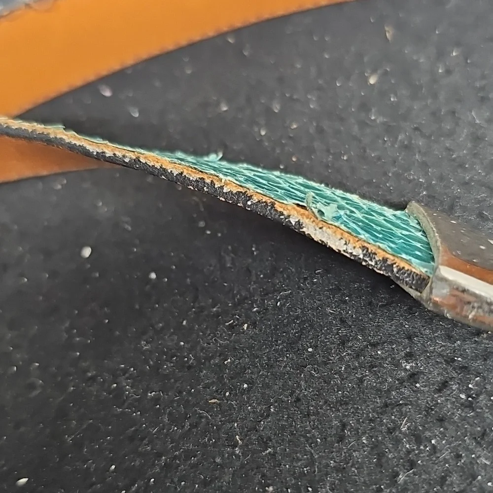 MY NEW YORK VINTAGE TEAL SNAKESKIN BELT BFPM-01-111